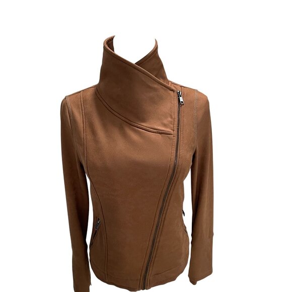 Dance And Marvel Moto Jacket Small Brown Asymmetrical Zip Fall Winter Streetwear - Picture 6 of 9